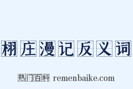 栩庄漫记反义词是什么意思的图片